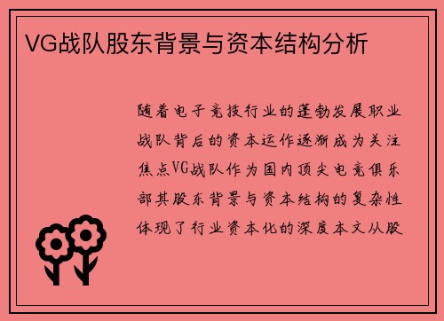VG战队股东背景与资本结构分析